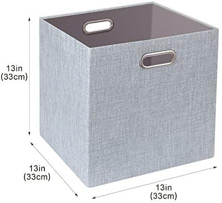 Collapsible Storage Bins,13×13 Foldable Storage Cube Boxes Fabric Drawer Fabric Storage Bins Vinyl Record Light Coffee, 4 Pack