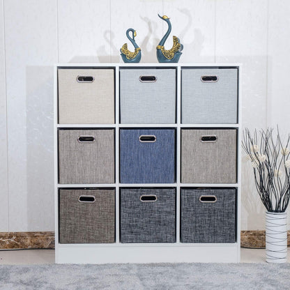 Collapsible Storage Bins,13×13 Foldable Storage Cube Boxes Fabric Drawer Fabric Storage Bins Vinyl Record Light Coffee, 4 Pack