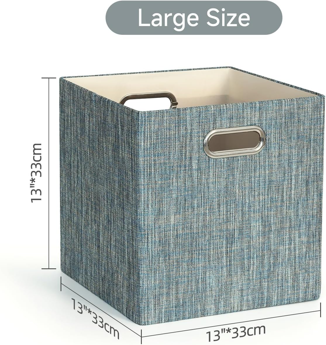 Collapsible Storage Bins,13×13 Foldable Storage Cube Boxes Fabric Drawer Fabric Storage Bins Vinyl Record Light Coffee, 4 Pack