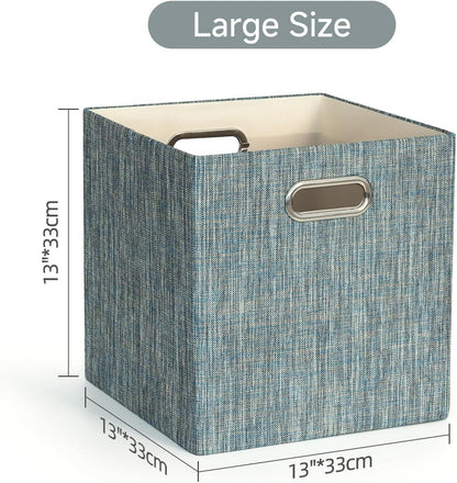 Collapsible Storage Bins,13×13 Foldable Storage Cube Boxes Fabric Drawer Fabric Storage Bins Vinyl Record Light Coffee, 4 Pack