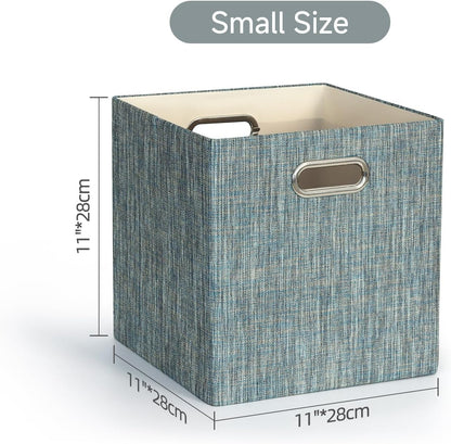 Collapsible Storage Bins,13×13 Foldable Storage Cube Boxes Fabric Drawer Fabric Storage Bins Vinyl Record Light Coffee, 4 Pack