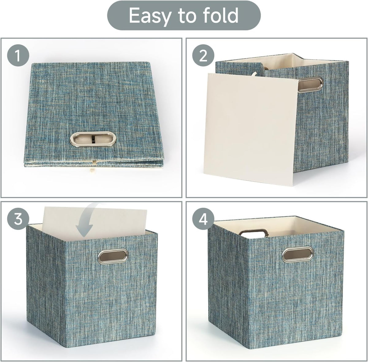 Collapsible Storage Bins,13×13 Foldable Storage Cube Boxes Fabric Drawer Fabric Storage Bins Vinyl Record Light Coffee, 4 Pack