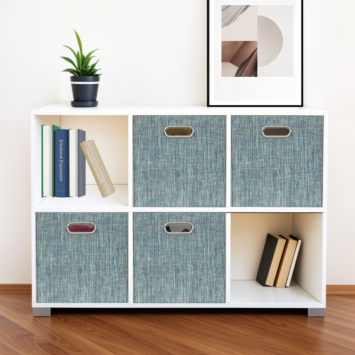 Collapsible Storage Bins,13×13 Foldable Storage Cube Boxes Fabric Drawer Fabric Storage Bins Vinyl Record Light Coffee, 4 Pack