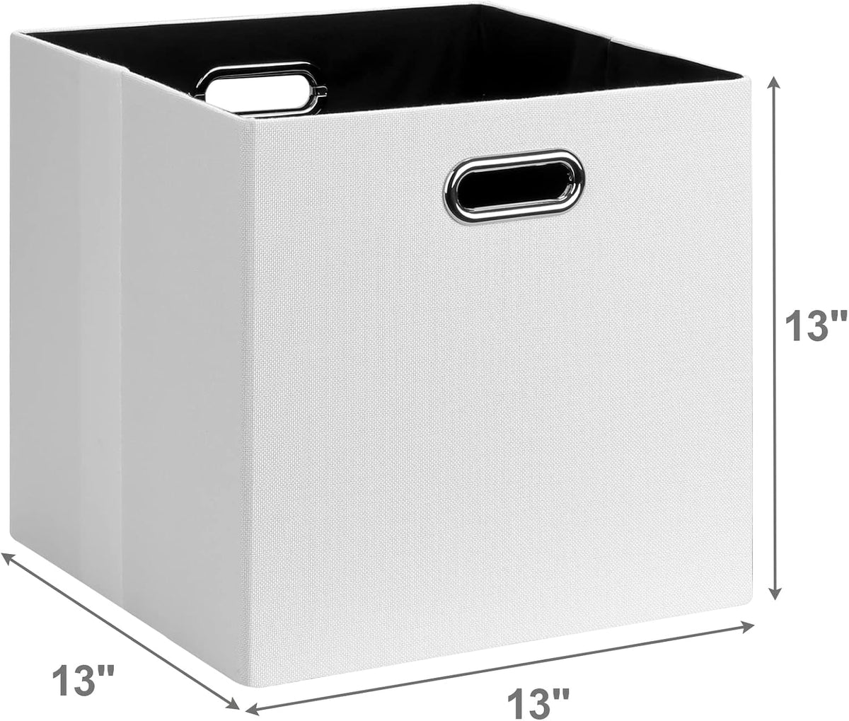 Collapsible Storage Bins,13×13 Foldable Storage Cube Boxes Fabric Drawer Fabric Storage Bins Vinyl Record Light Coffee, 4 Pack