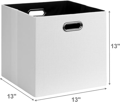 Collapsible Storage Bins,13×13 Foldable Storage Cube Boxes Fabric Drawer Fabric Storage Bins Vinyl Record Light Coffee, 4 Pack