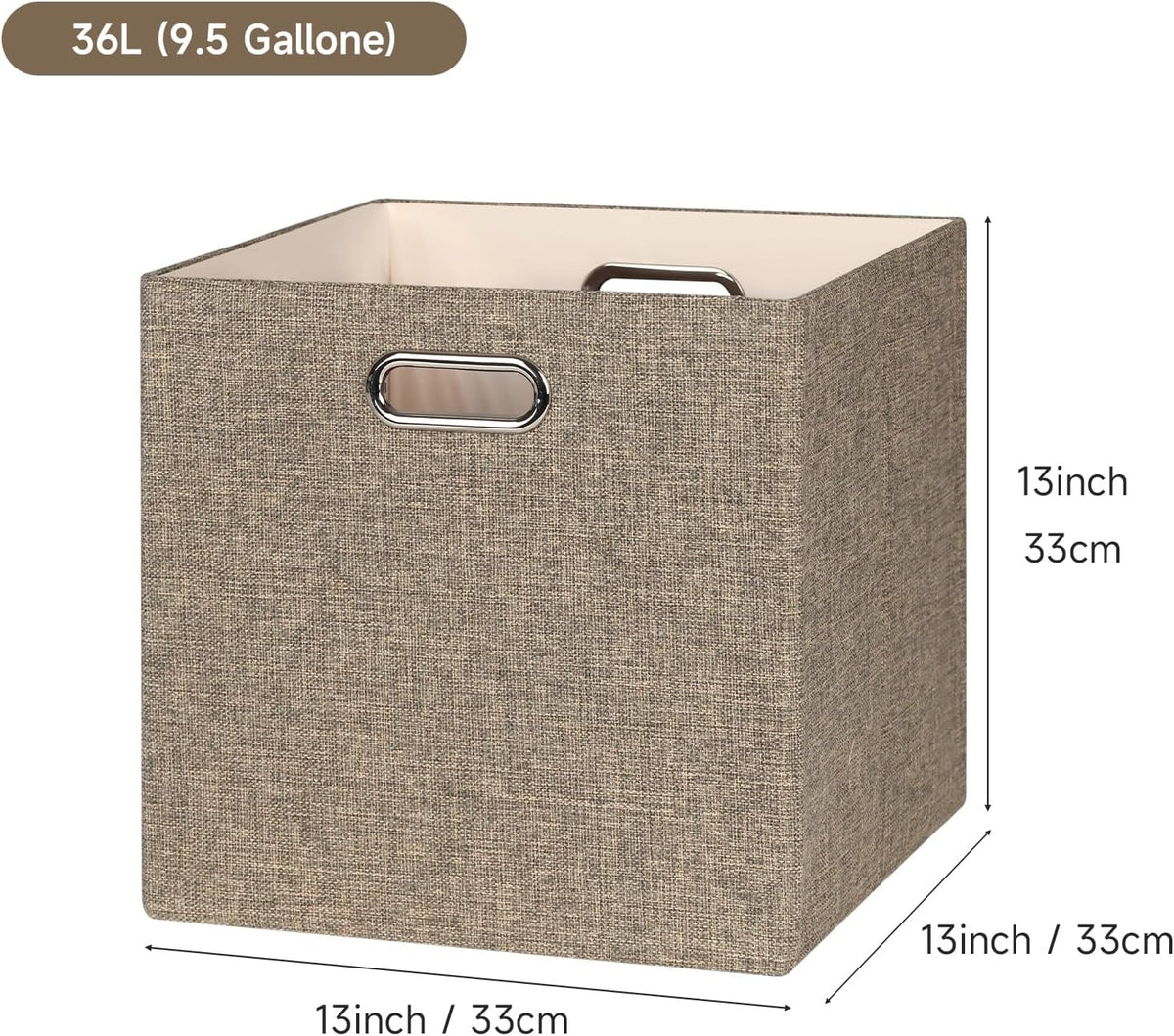 Collapsible Storage Bins,13×13 Foldable Storage Cube Boxes Fabric Drawer Fabric Storage Bins Vinyl Record Light Coffee, 4 Pack