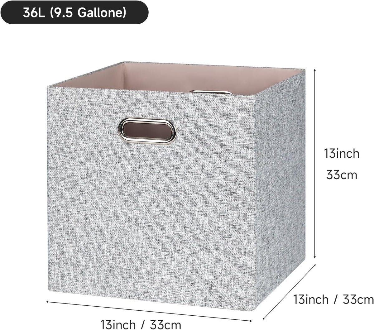 Collapsible Storage Bins,13×13 Foldable Storage Cube Boxes Fabric Drawer Fabric Storage Bins Vinyl Record Light Coffee, 4 Pack