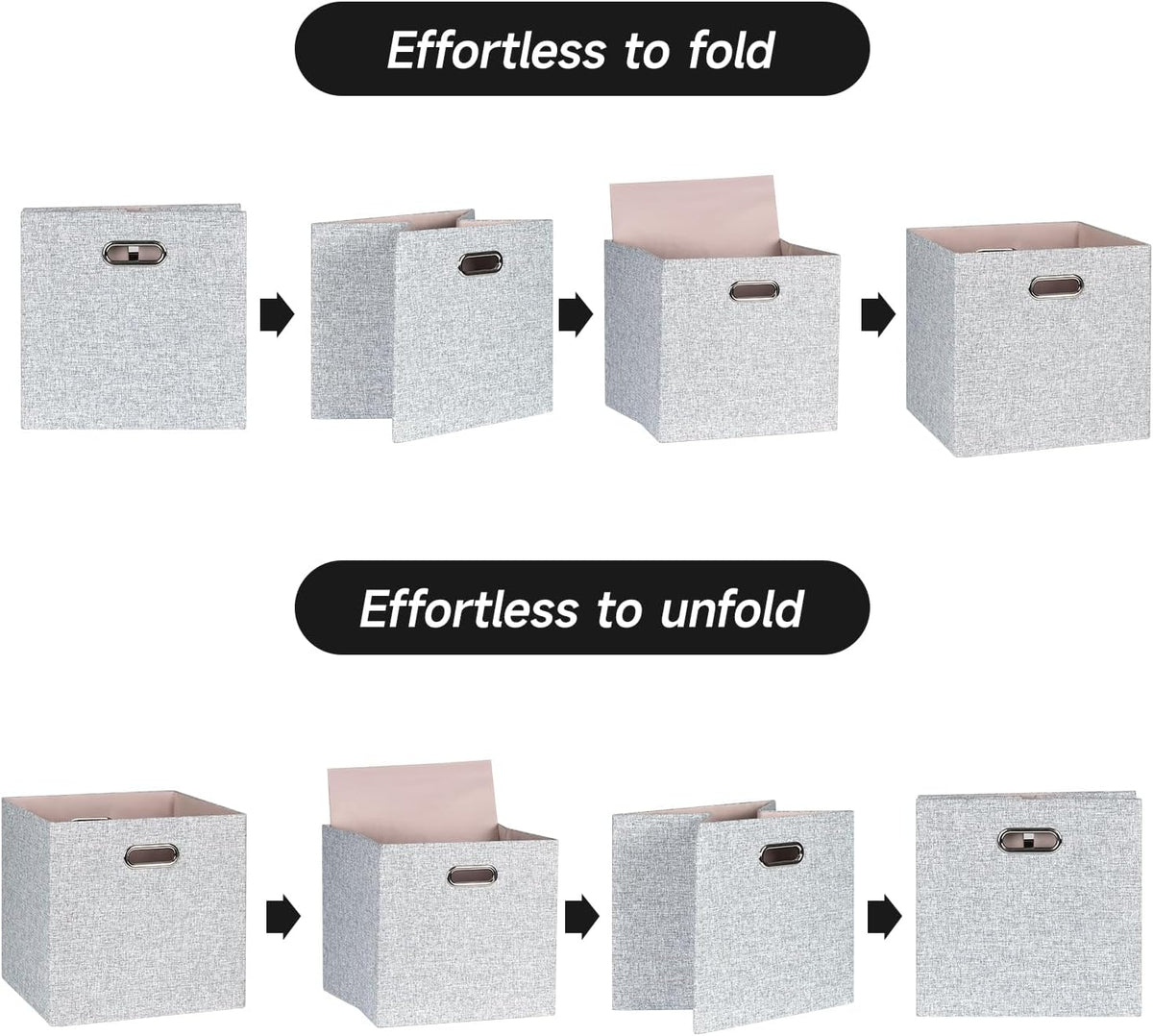 Collapsible Storage Bins,13×13 Foldable Storage Cube Boxes Fabric Drawer Fabric Storage Bins Vinyl Record Light Coffee, 4 Pack