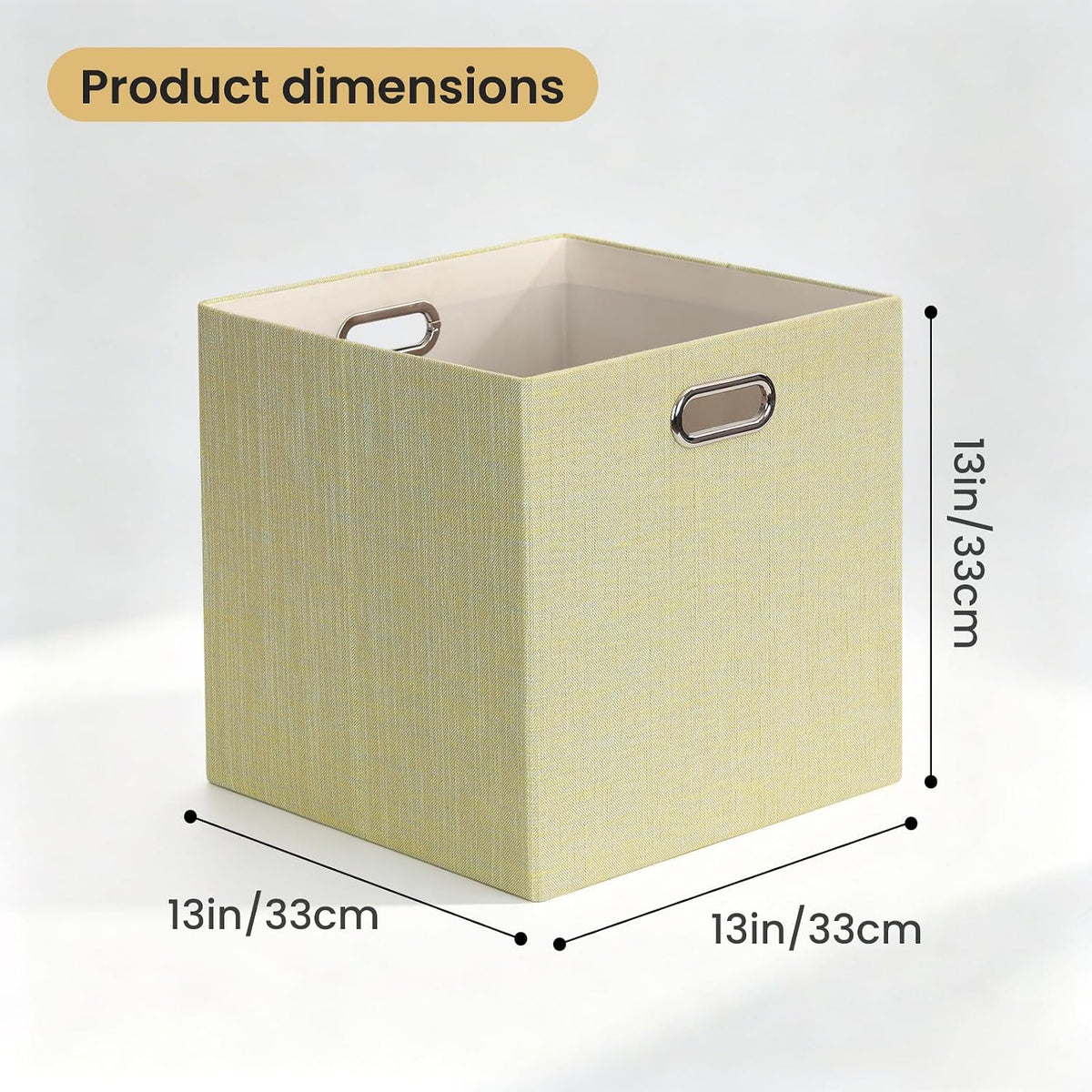 Collapsible Storage Bins,13×13 Foldable Storage Cube Boxes Fabric Drawer Fabric Storage Bins Vinyl Record Light Coffee, 4 Pack