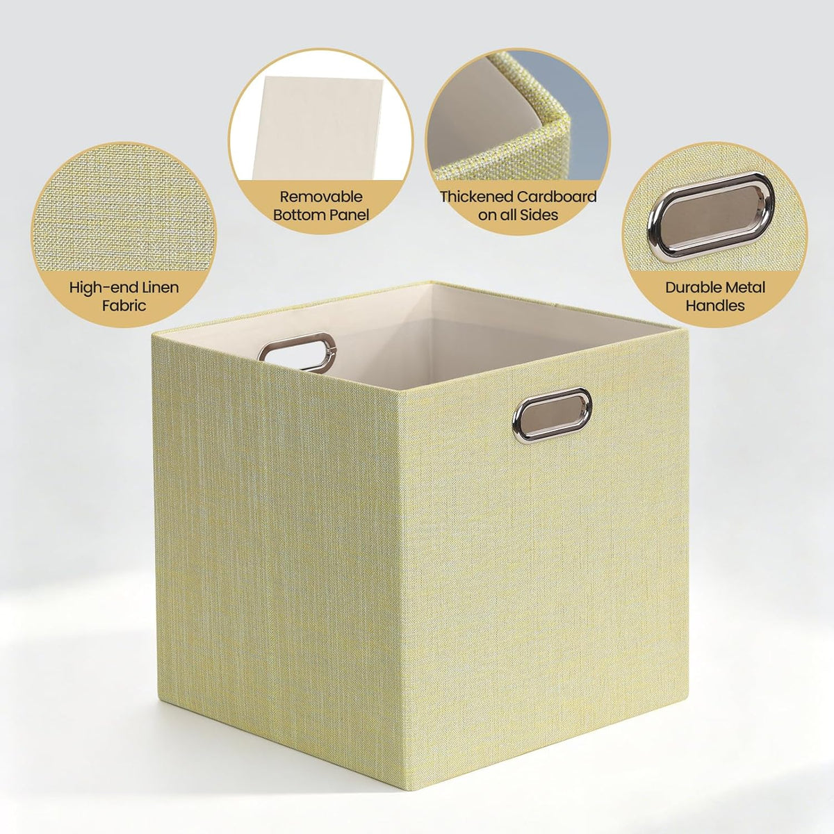 Collapsible Storage Bins,13×13 Foldable Storage Cube Boxes Fabric Drawer Fabric Storage Bins Vinyl Record Light Coffee, 4 Pack