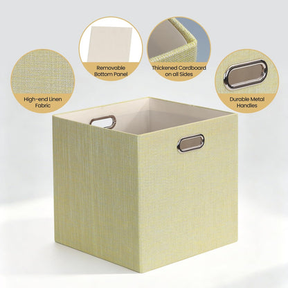 Collapsible Storage Bins,13×13 Foldable Storage Cube Boxes Fabric Drawer Fabric Storage Bins Vinyl Record Light Coffee, 4 Pack