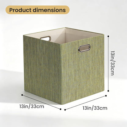 Collapsible Storage Bins,13×13 Foldable Storage Cube Boxes Fabric Drawer Fabric Storage Bins Vinyl Record Light Coffee, 4 Pack