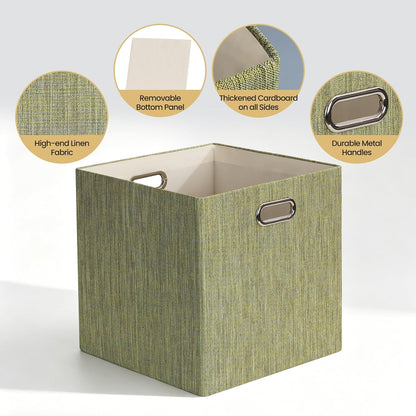 Collapsible Storage Bins,13×13 Foldable Storage Cube Boxes Fabric Drawer Fabric Storage Bins Vinyl Record Light Coffee, 4 Pack