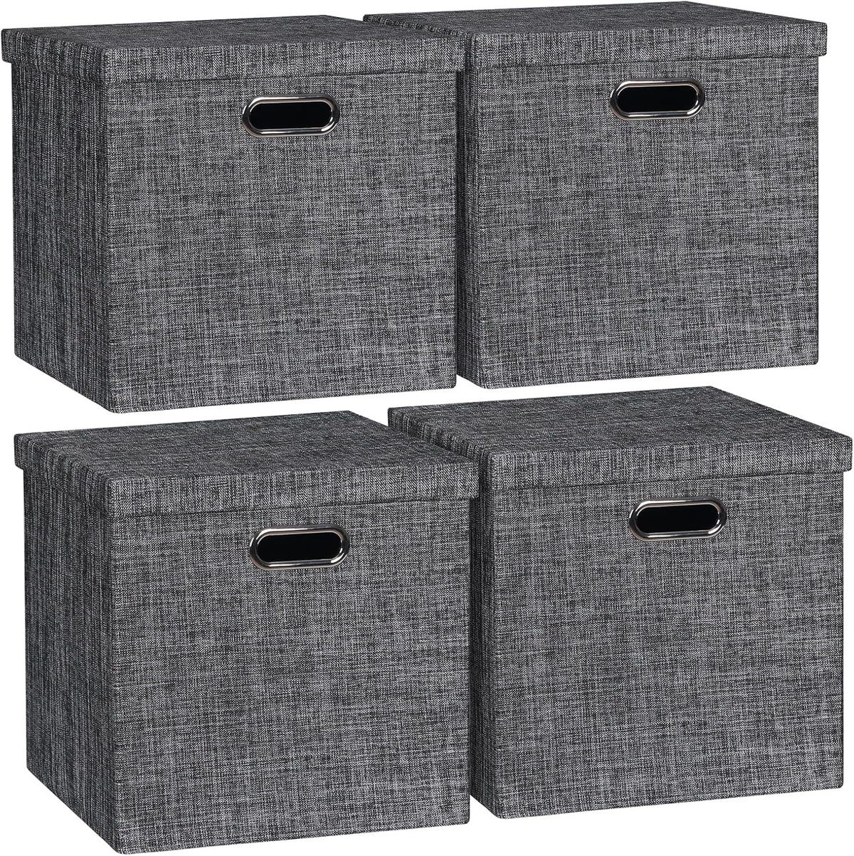 Collapsible Storage Bins,13×13 Foldable Storage Cube Boxes Fabric Drawer Fabric Storage Bins Vinyl Record Light Coffee, 4 Pack