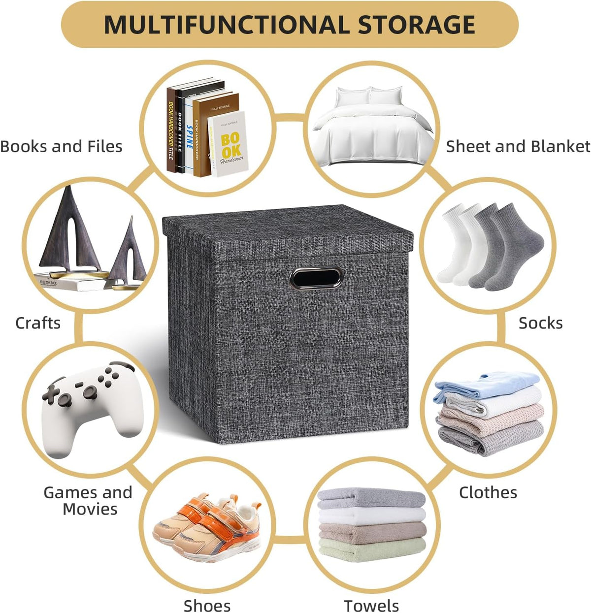 Collapsible Storage Bins,13×13 Foldable Storage Cube Boxes Fabric Drawer Fabric Storage Bins Vinyl Record Light Coffee, 4 Pack