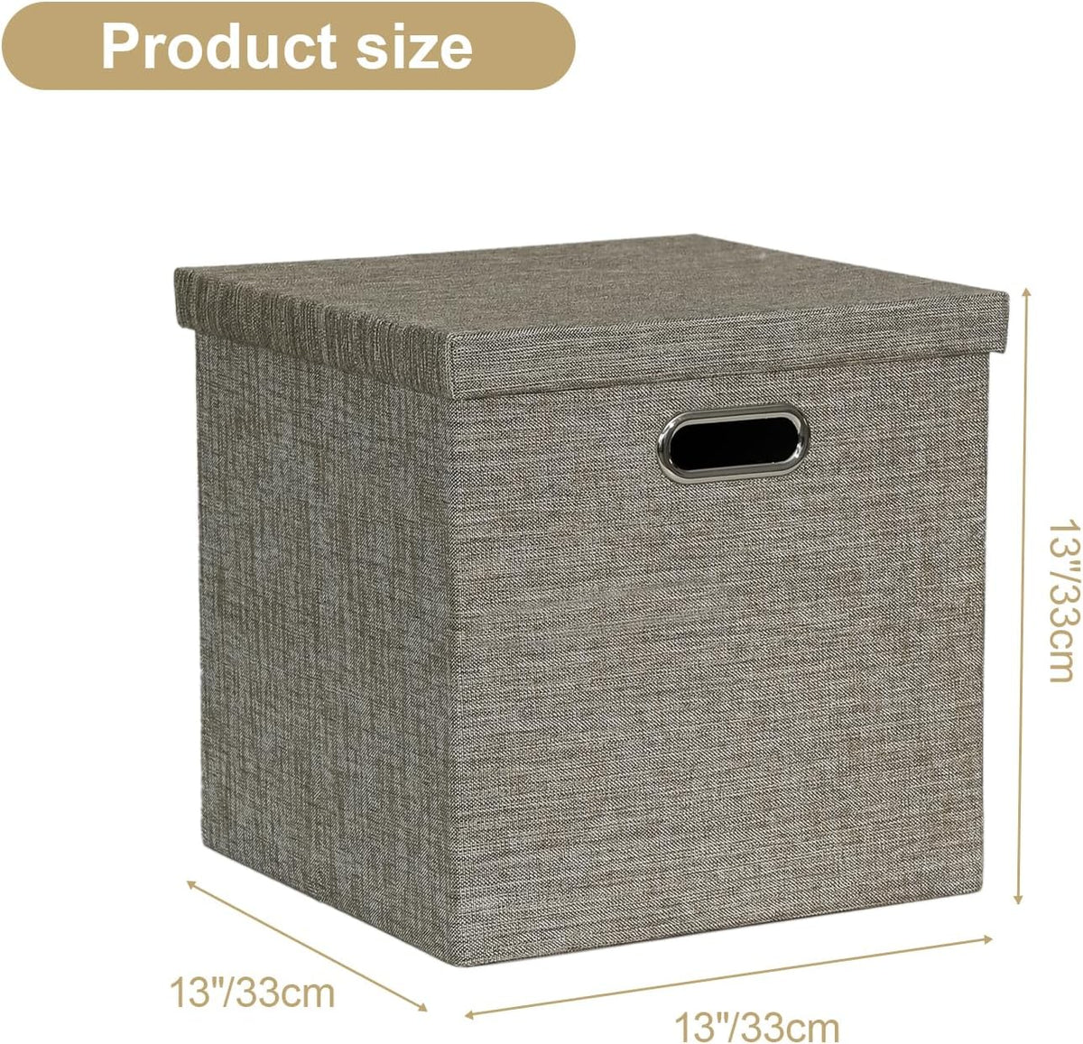 Collapsible Storage Bins,13×13 Foldable Storage Cube Boxes Fabric Drawer Fabric Storage Bins Vinyl Record Light Coffee, 4 Pack