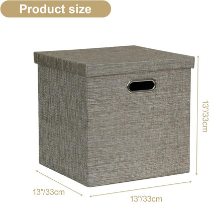 Collapsible Storage Bins,13×13 Foldable Storage Cube Boxes Fabric Drawer Fabric Storage Bins Vinyl Record Light Coffee, 4 Pack