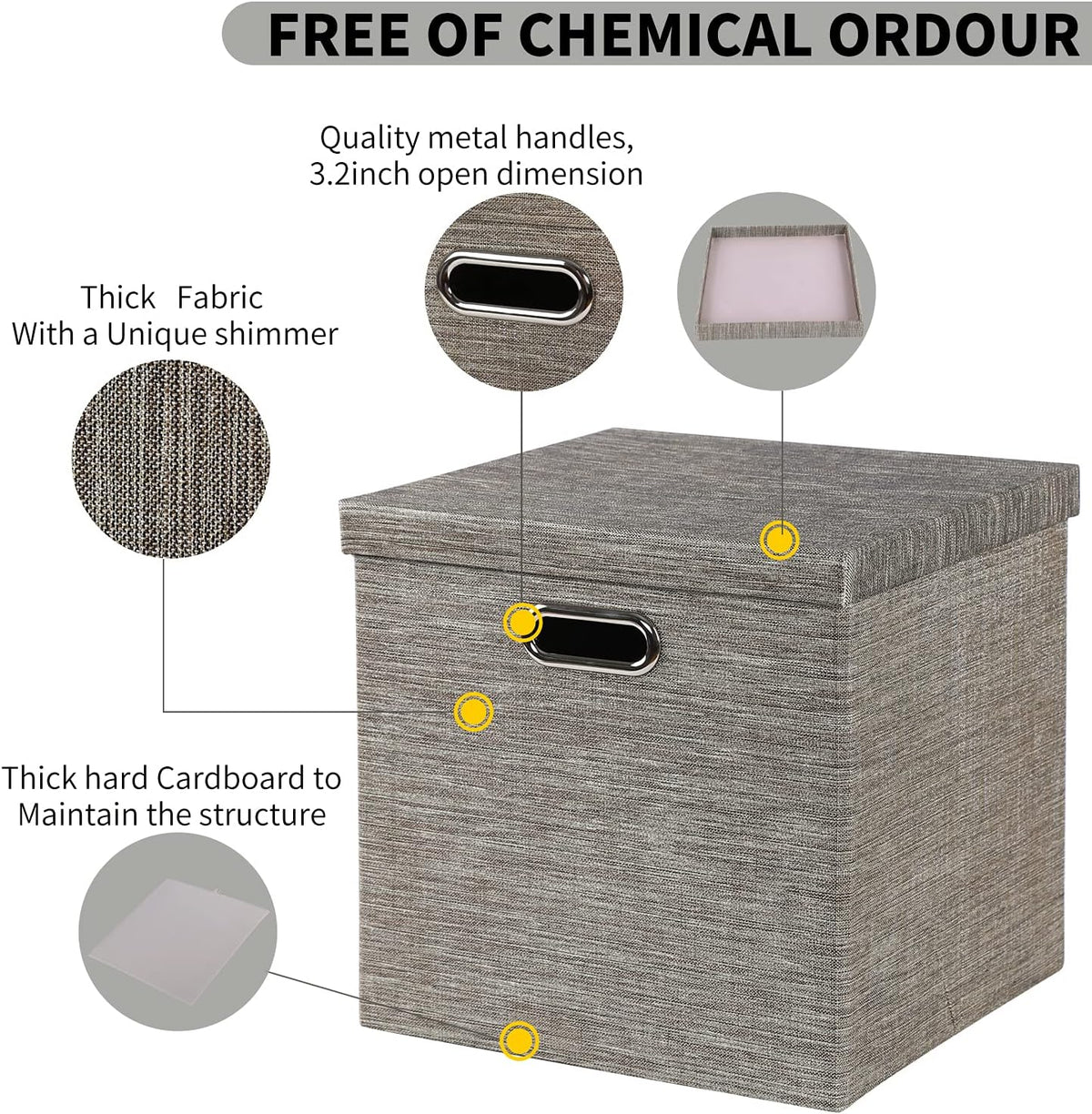 Collapsible Storage Bins,13×13 Foldable Storage Cube Boxes Fabric Drawer Fabric Storage Bins Vinyl Record Light Coffee, 4 Pack