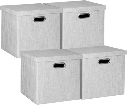 Collapsible Storage Bins,13×13 Foldable Storage Cube Boxes Fabric Drawer Fabric Storage Bins Vinyl Record Light Coffee, 4 Pack
