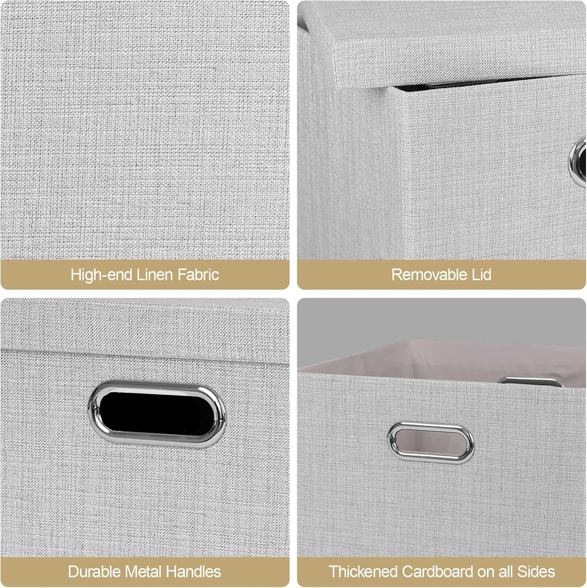 Collapsible Storage Bins,13×13 Foldable Storage Cube Boxes Fabric Drawer Fabric Storage Bins Vinyl Record Light Coffee, 4 Pack