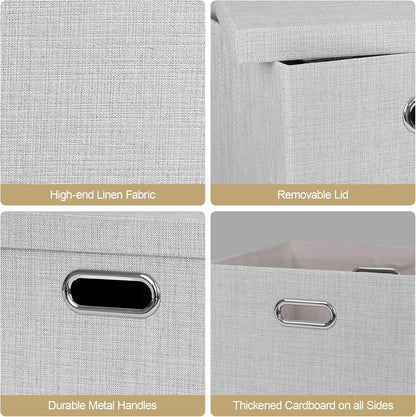 Collapsible Storage Bins,13×13 Foldable Storage Cube Boxes Fabric Drawer Fabric Storage Bins Vinyl Record Light Coffee, 4 Pack