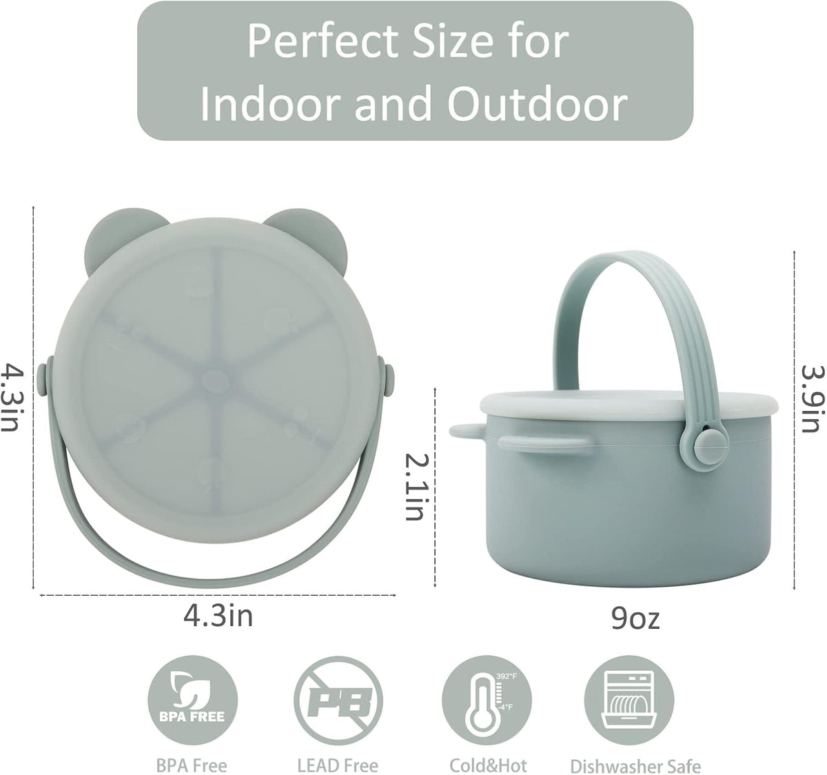 Snack Cups for Toddlers, Baby Snack Containers, Silicone Toddler Snack Cups No Spill, Food Catcher with Lid & Bucket-like Handle, BPA Free & Dishwasher Safe, 9 Ounce Lilac
