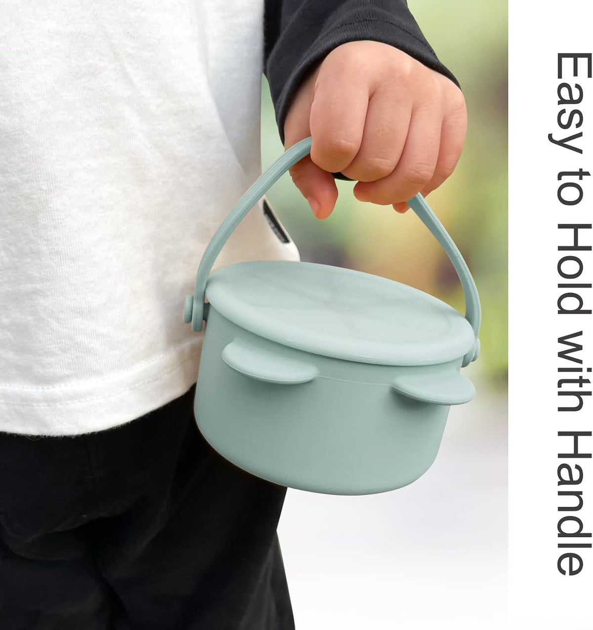 Snack Cups for Toddlers, Baby Snack Containers, Silicone Toddler Snack Cups No Spill, Food Catcher with Lid & Bucket-like Handle, BPA Free & Dishwasher Safe, 9 Ounce Lilac