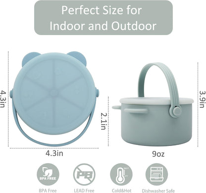 Snack Cups for Toddlers, Baby Snack Containers, Silicone Toddler Snack Cups No Spill, Food Catcher with Lid & Bucket-like Handle, BPA Free & Dishwasher Safe, 9 Ounce Lilac