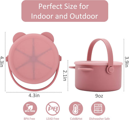 Snack Cups for Toddlers, Baby Snack Containers, Silicone Toddler Snack Cups No Spill, Food Catcher with Lid & Bucket-like Handle, BPA Free & Dishwasher Safe, 9 Ounce Lilac