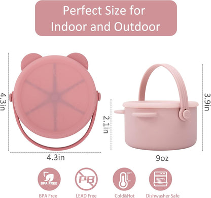 Snack Cups for Toddlers, Baby Snack Containers, Silicone Toddler Snack Cups No Spill, Food Catcher with Lid & Bucket-like Handle, BPA Free & Dishwasher Safe, 9 Ounce Lilac