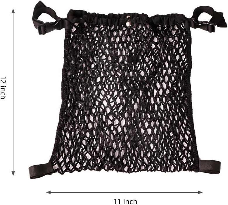 Stroller Caddy Organizer Extra Large Storage Space, Universal Fit Cargo Net Mesh Hanging Bag for Stroller Caddy Accessories Carrying Diaper and Snacks
