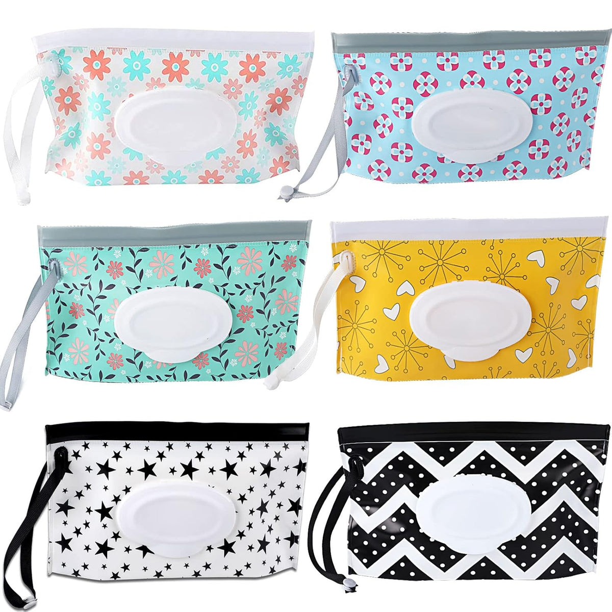 FEBSNOW 6 Pack Baby Wipes Dispenser, Portable Refillable EVA Wipe Holder