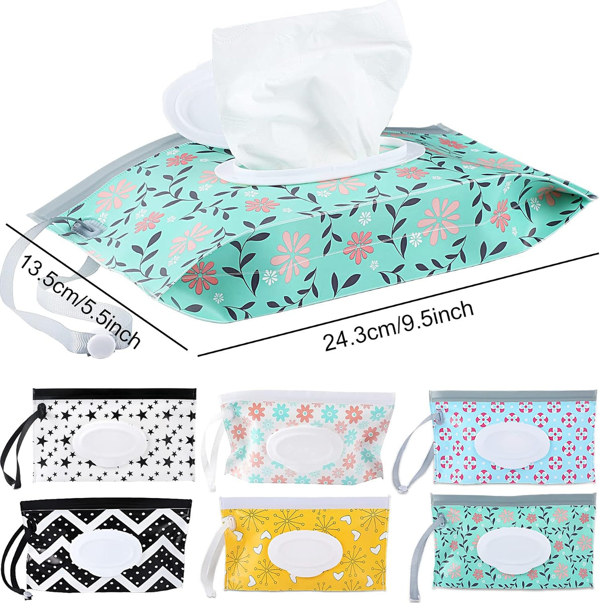 FEBSNOW 6 Pack Baby Wipes Dispenser, Portable Refillable EVA Wipe Holder