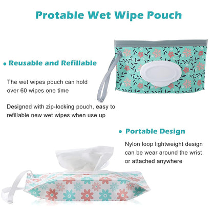 FEBSNOW 6 Pack Baby Wipes Dispenser, Portable Refillable EVA Wipe Holder