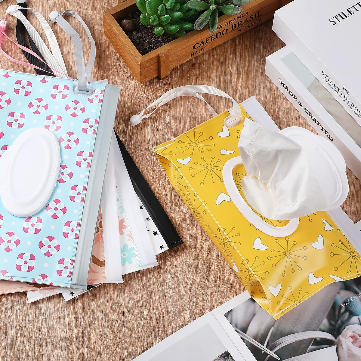 FEBSNOW 6 Pack Baby Wipes Dispenser, Portable Refillable EVA Wipe Holder
