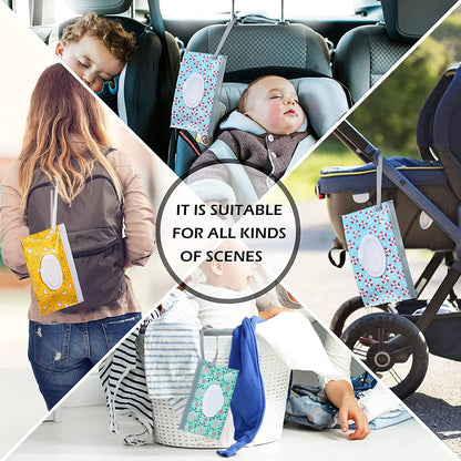 FEBSNOW 6 Pack Baby Wipes Dispenser, Portable Refillable EVA Wipe Holder