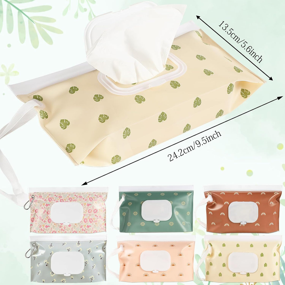 FEBSNOW 6 Pack Baby Wipes Dispenser, Portable Refillable EVA Wipe Holder