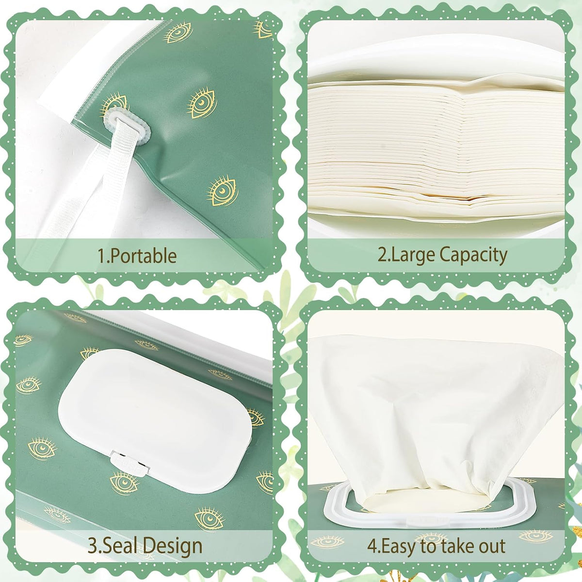 FEBSNOW 6 Pack Baby Wipes Dispenser, Portable Refillable EVA Wipe Holder