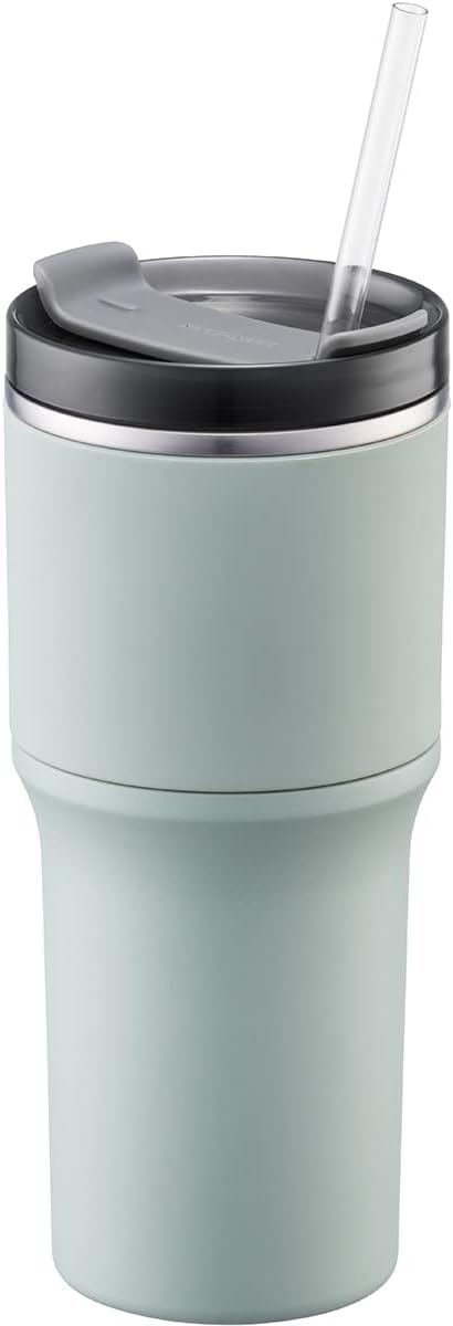 Metro Tumbler Stainless Steel Double Wall Insulated with Non-slip grip, Lid, 22 oz, Gray