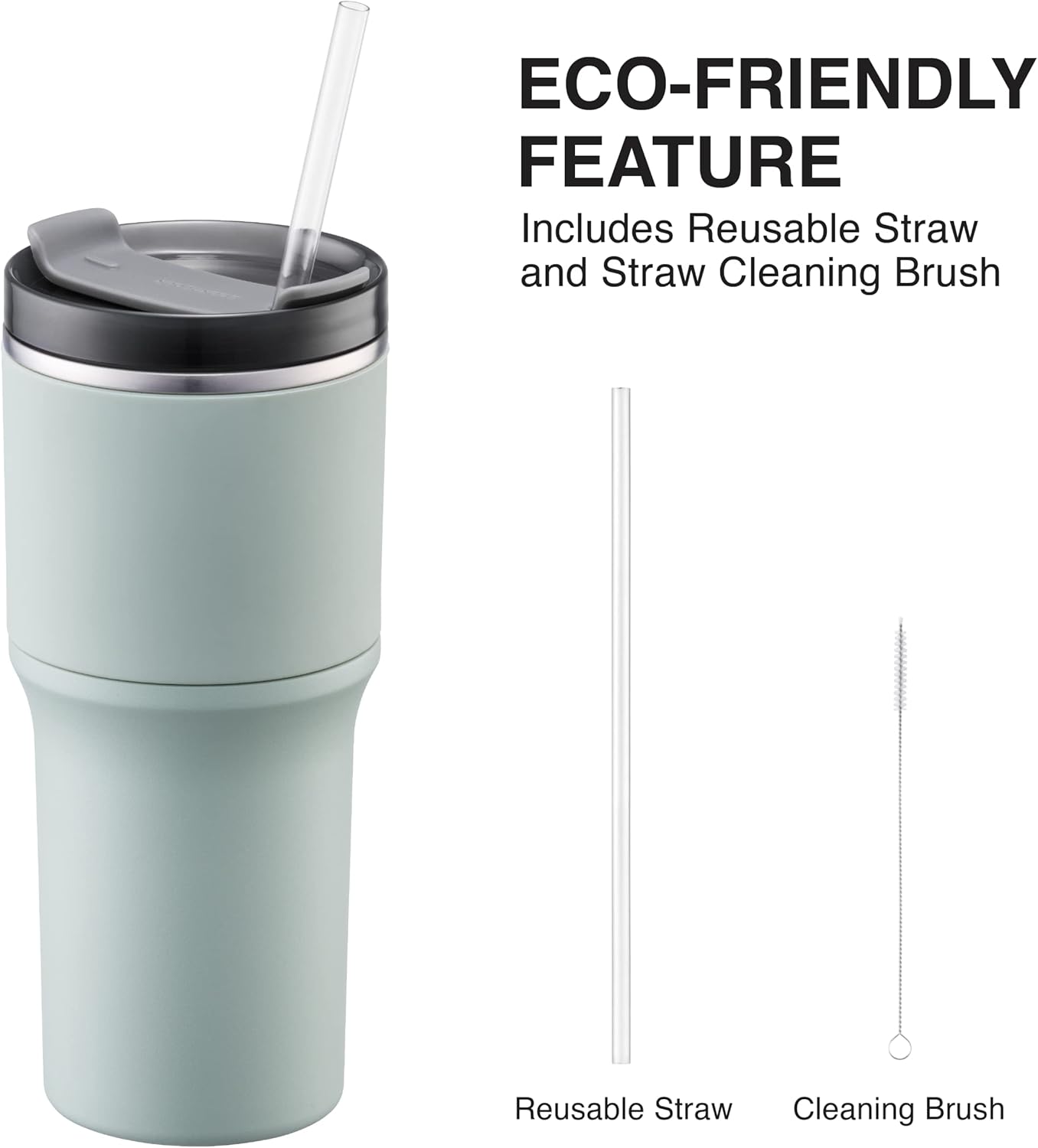 Metro Tumbler Stainless Steel Double Wall Insulated with Non-slip grip, Lid, 22 oz, Gray