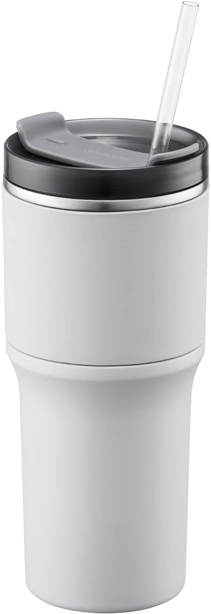 Metro Tumbler Stainless Steel Double Wall Insulated with Non-slip grip, Lid, 22 oz, Gray