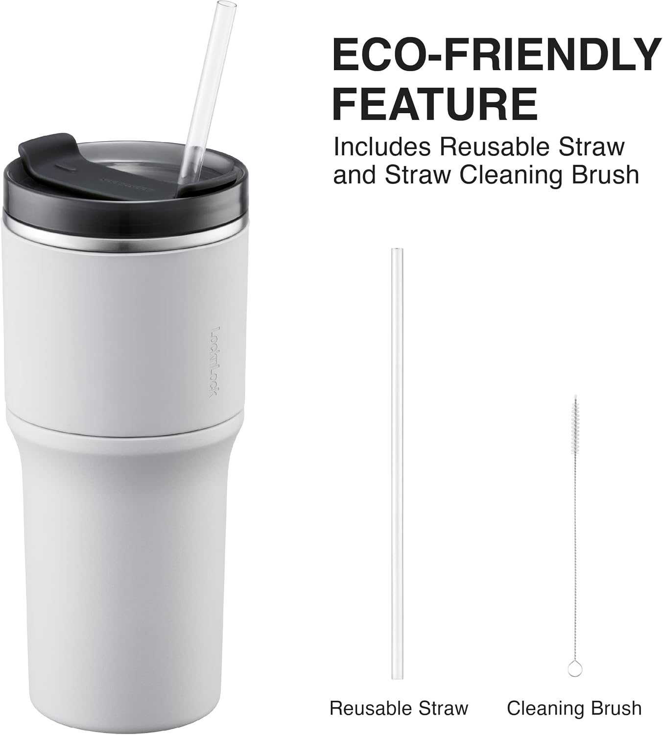 Metro Tumbler Stainless Steel Double Wall Insulated with Non-slip grip, Lid, 22 oz, Gray