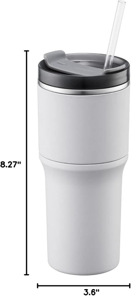 Metro Tumbler Stainless Steel Double Wall Insulated with Non-slip grip, Lid, 22 oz, Gray