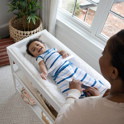 Contoured Changing Pad – Includes Waterproof Changing Liner and Safety Fastening Strap with Quick-Release Buckle