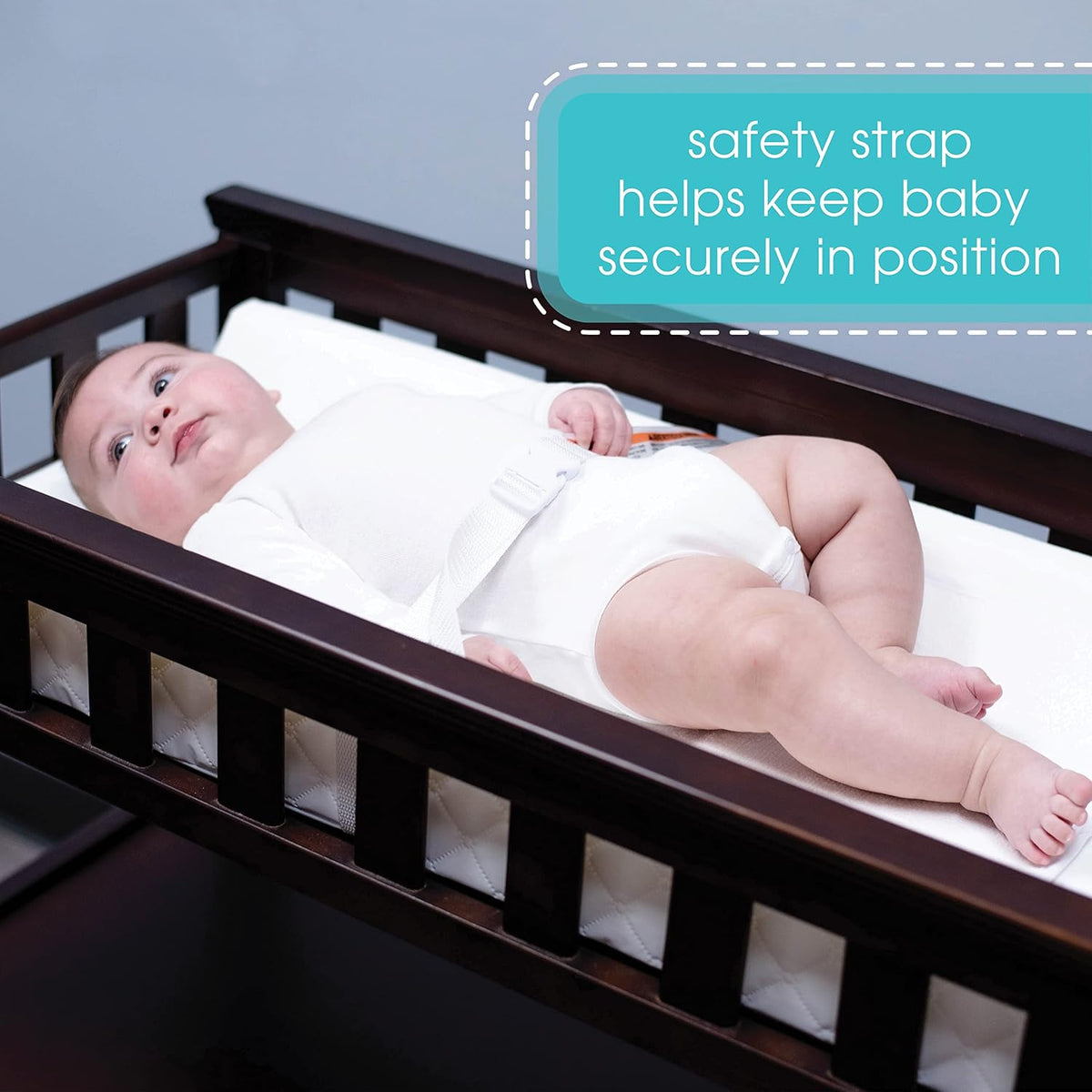 Contoured Changing Pad – Includes Waterproof Changing Liner and Safety Fastening Strap with Quick-Release Buckle