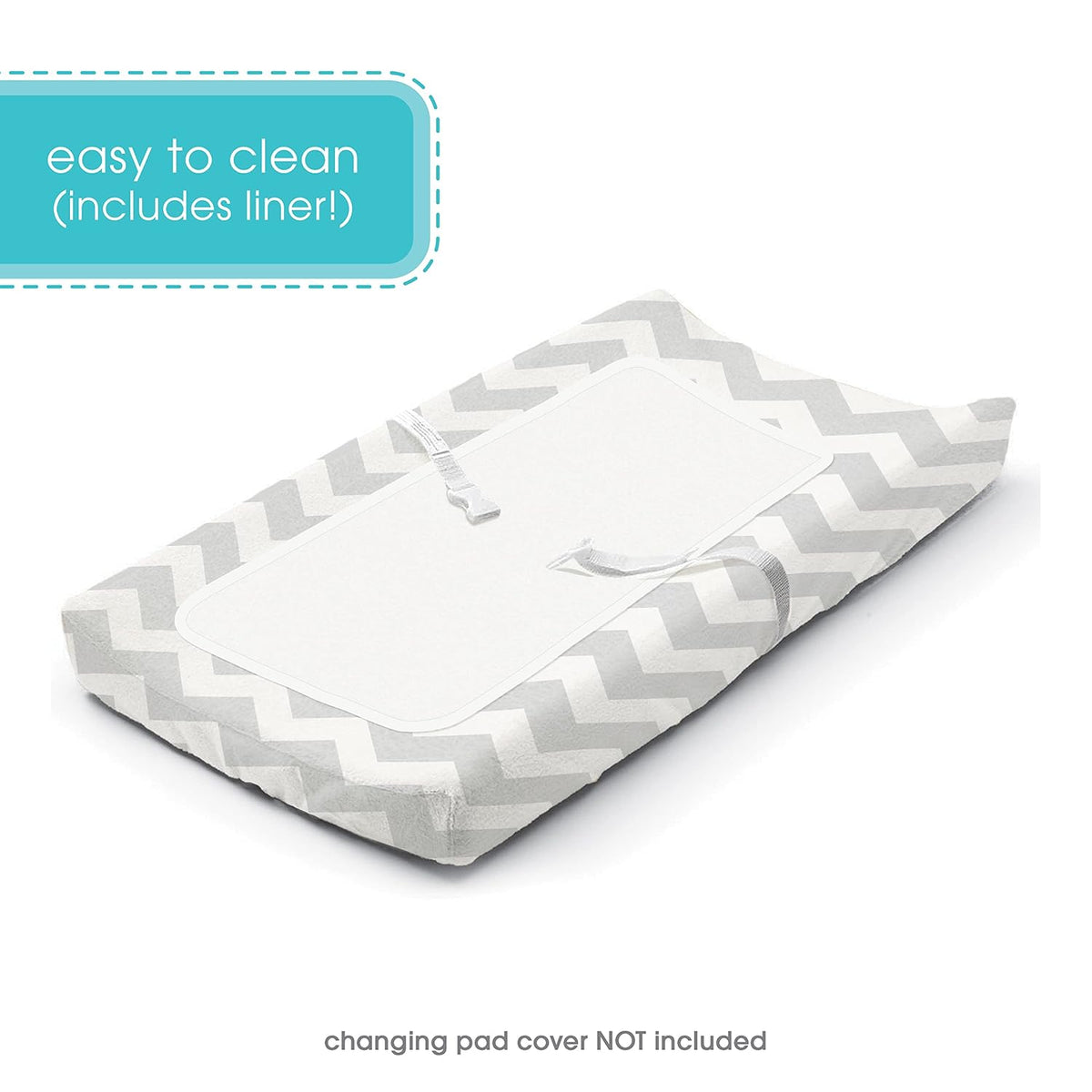 Contoured Changing Pad – Includes Waterproof Changing Liner and Safety Fastening Strap with Quick-Release Buckle