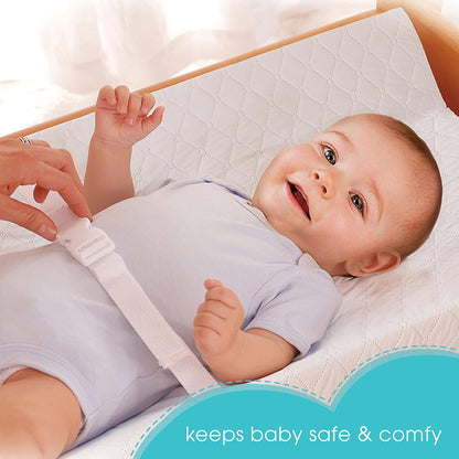 Contoured Changing Pad – Includes Waterproof Changing Liner and Safety Fastening Strap with Quick-Release Buckle