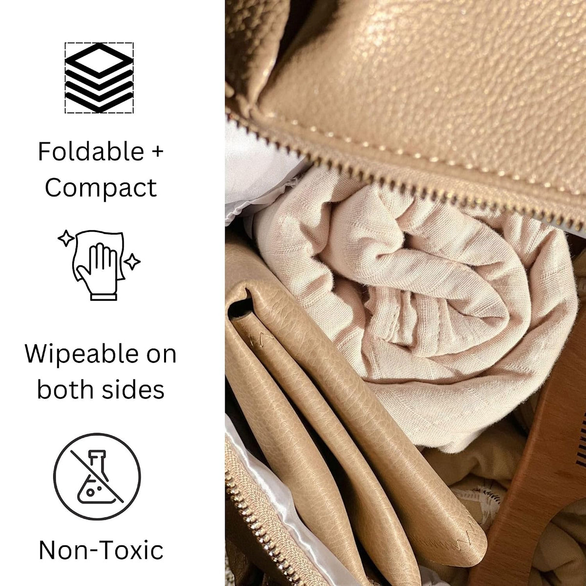 Leather Portable Changing Pad - Vegan Leather - Travel Baby Changing Mat - Multipurpose Portable Diaper Change Station Waterproof 14"x22"