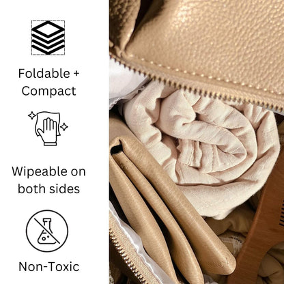 Leather Portable Changing Pad - Vegan Leather - Travel Baby Changing Mat - Multipurpose Portable Diaper Change Station Waterproof 14"x22"
