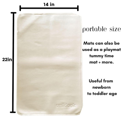 Leather Portable Changing Pad - Vegan Leather - Travel Baby Changing Mat - Multipurpose Portable Diaper Change Station Waterproof 14"x22"